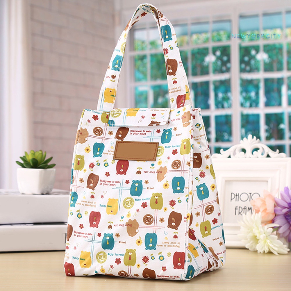 Túi Giữ Nhiệt Đựng Hộp Cơm Trưa Họa Tiết Thỏ/Gấu Dễ Thương