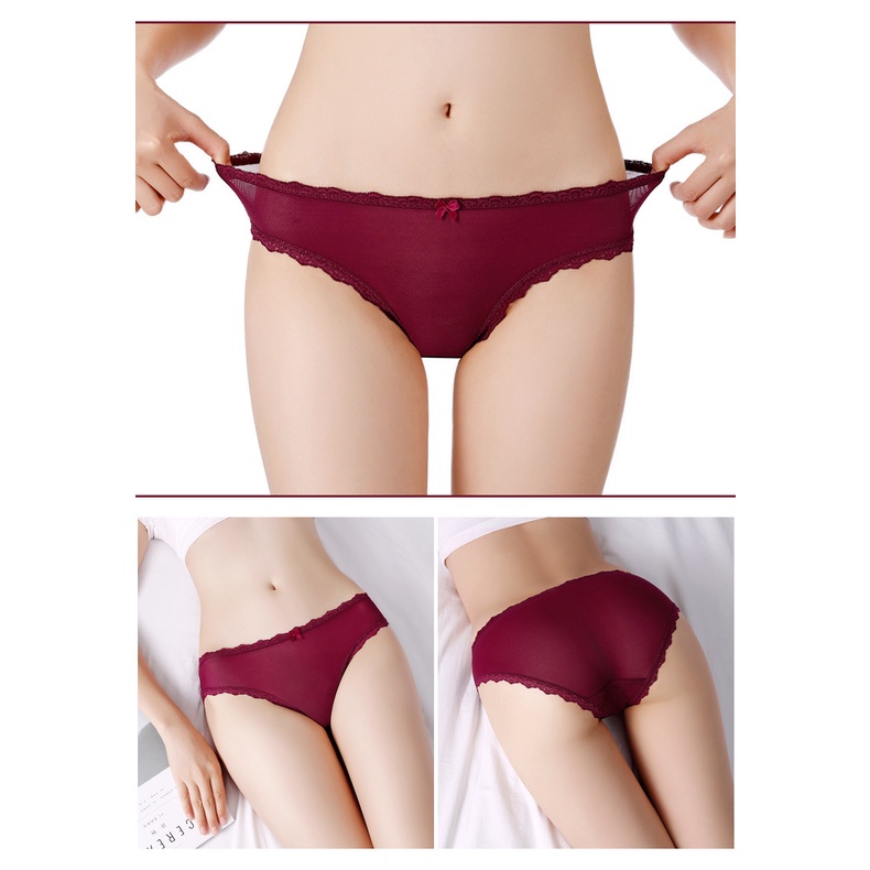 Quần Lót Nữ Ren Cao Cấp Kháng Khuẩn Sexy Gợi Cảm Ôm Dáng Không Tạo Hằn Viền - R12