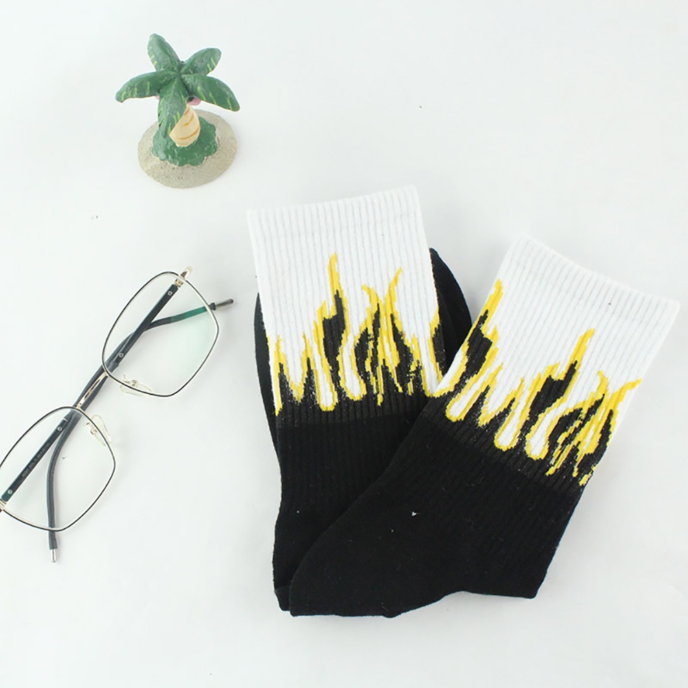 Tất Cotton Cổ Trung Họa Tiết Ngọn Lửa Độc Đáo Cho Nam Và Nữ