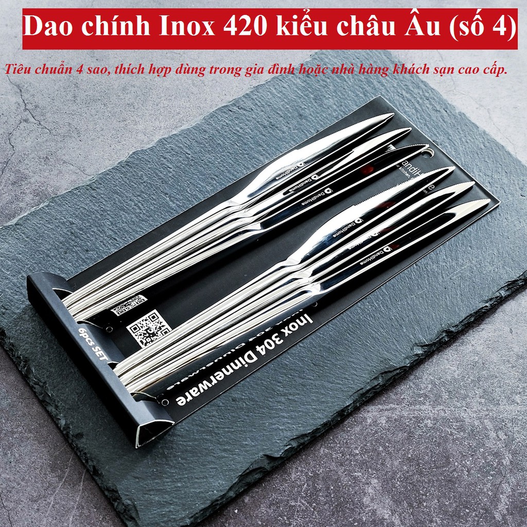 [SALE] Bộ 6 dao ăn bít tết inox DandiHome 2020 cao cấp, sang trọng, tinh tế