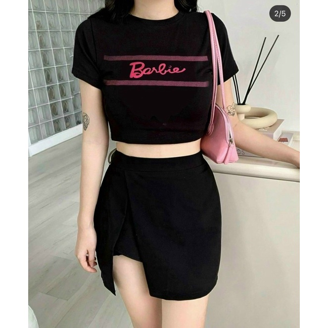 Áo thun croptop thun borip in sắc xảo hai màu NY alohashop91
