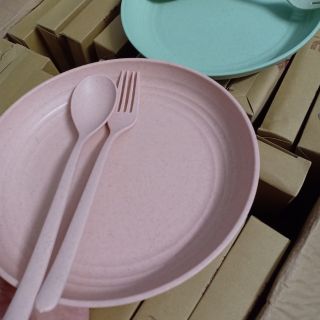 Bộ đĩa, thìa, dĩa ăn dặm lúa mạch