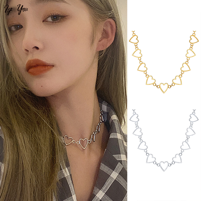 Vòng cổ choker AY mạ vàng mặt trái tim chạm khắc tinh tế sang trọng