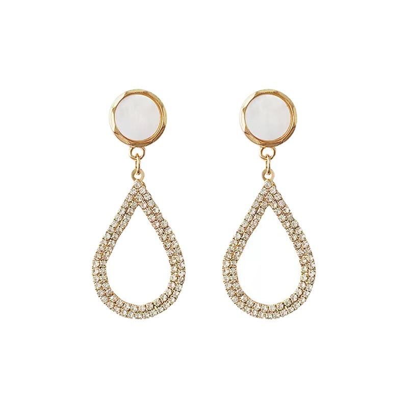 Bông Tai Dáng Dài Đính Đá Hình Giọt Nước Thời Trang Phong Cách Hàn Quốc