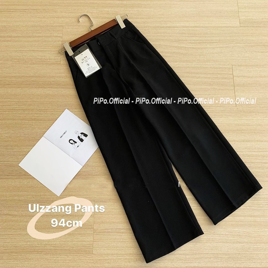 Quần ống rộng lưng cao dáng suông kiểu Hàn Quốc cho nữ 2 nút siêu hack chân dài 4 màu | BigBuy360 - bigbuy360.vn