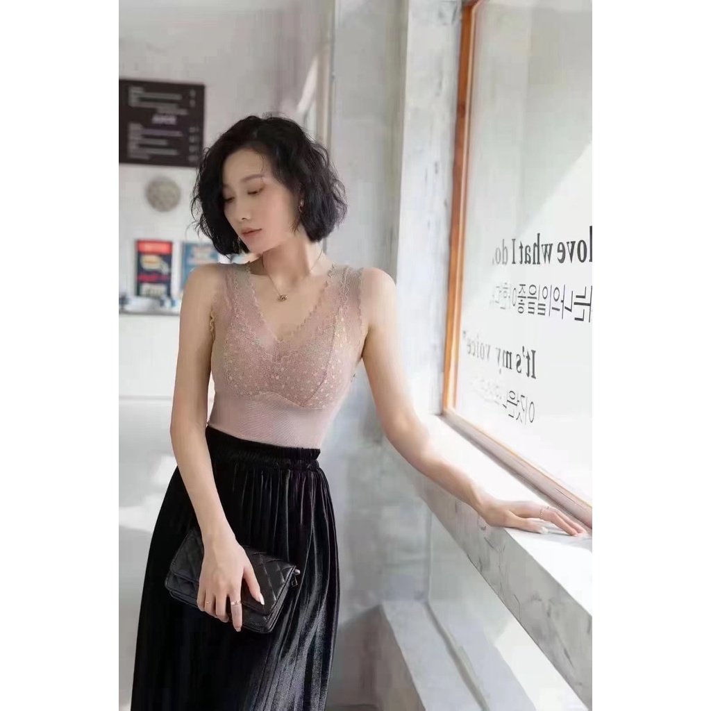 ÁO GIỮ NHIỆT PHỐI REN CHẤM BI 003