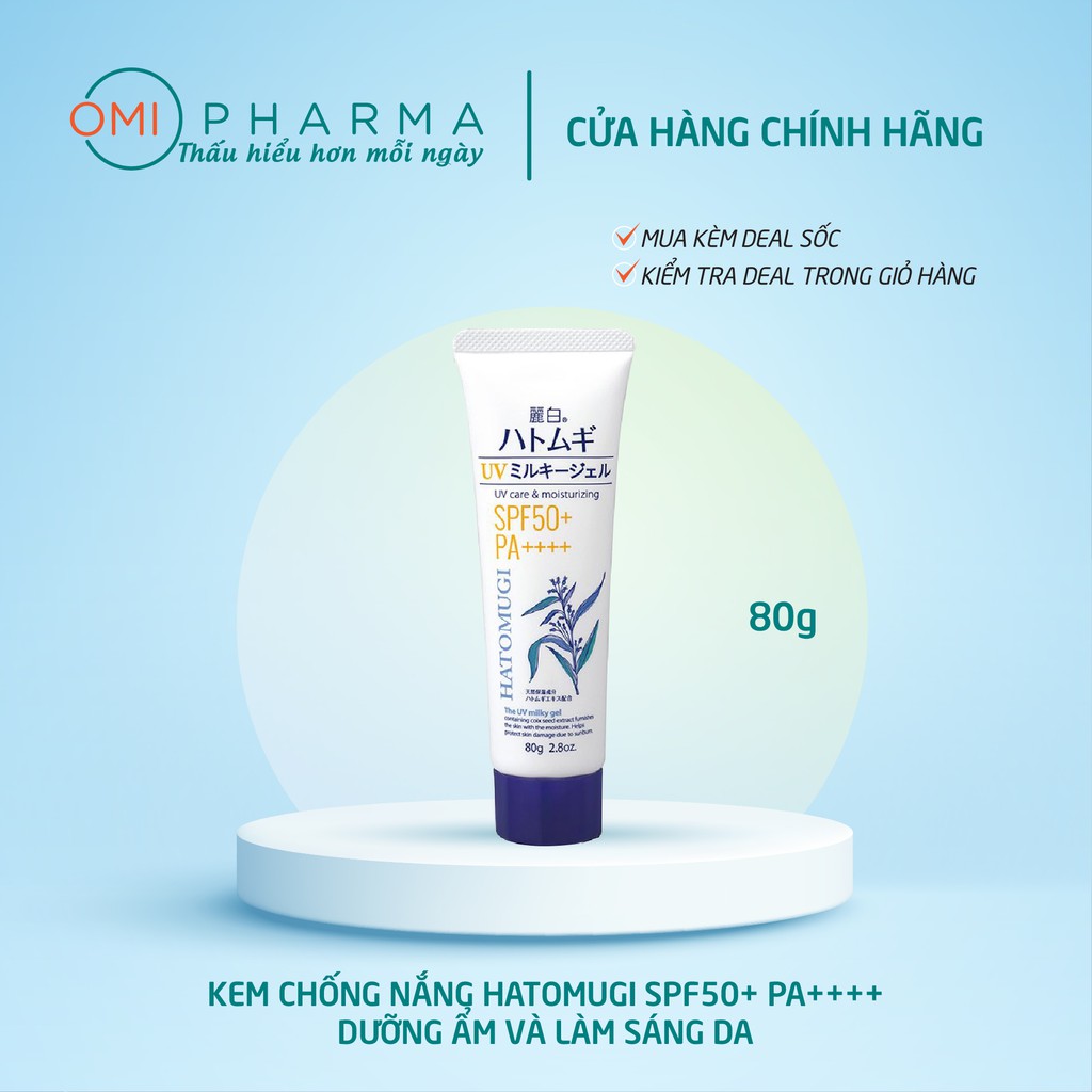 Kem Chống Nắng Dưỡng Ẩm Và Làm Sáng Da Hatomugi SPF50+ PA++++ 80g