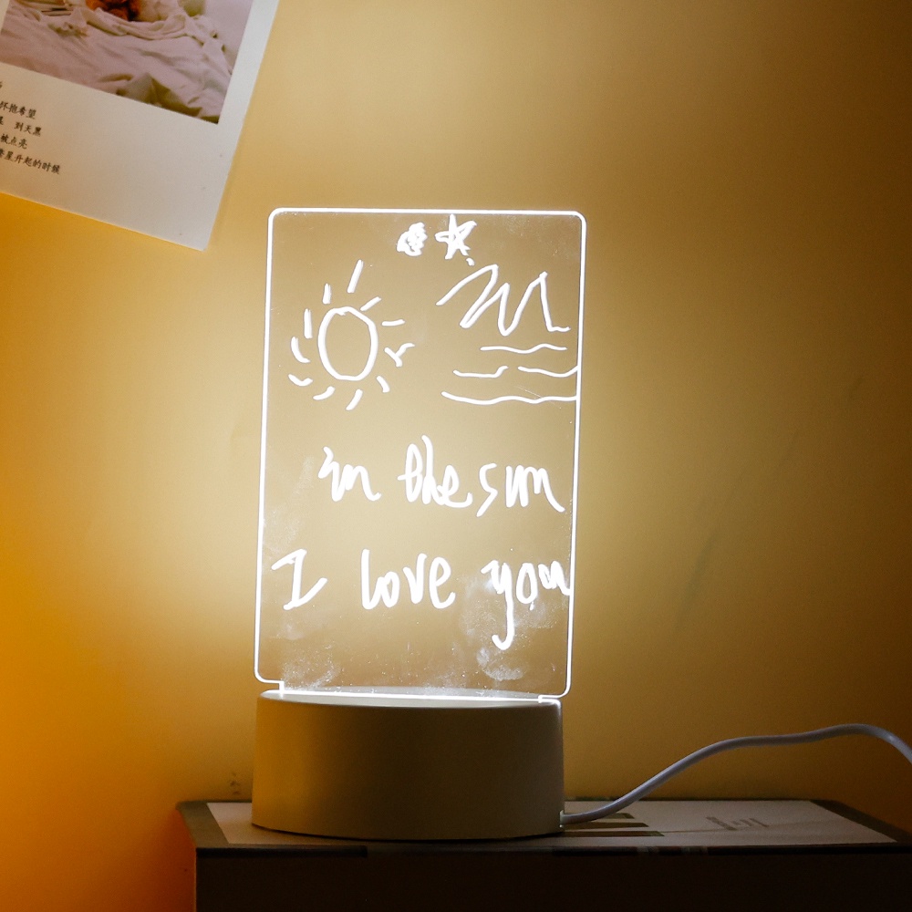 Bảng Ghi Chú Bằng Acrylic Tích Hợp Đèn LED Sạc USB Tiết Kiệm Năng Lượng