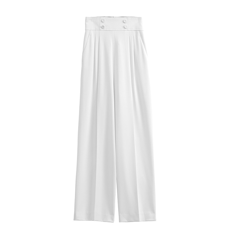 Quần ống suông nữ ly cạp to 4 cúc màu trắng, đen IFY Design FS142Q