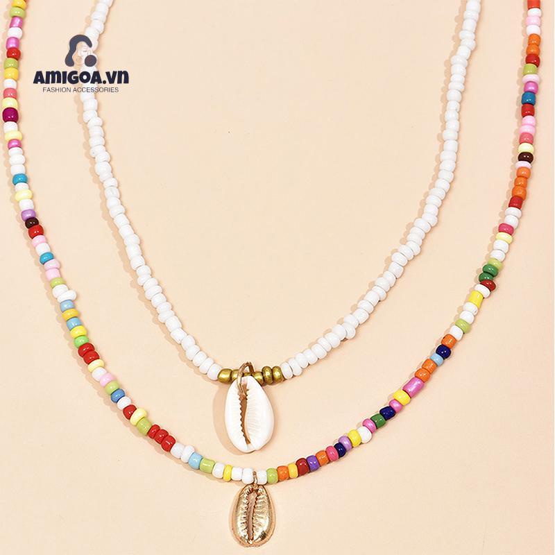 ✨✨Set 2 Vòng Cổ Choker Hạt Nhiều Màu Sắc Phong Cách Bohemian Thời Trang Mùa Hè Dành Cho Nữ
