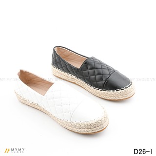 D26-1 Giầy Slip on da lì trần chỉ đế cói 3p