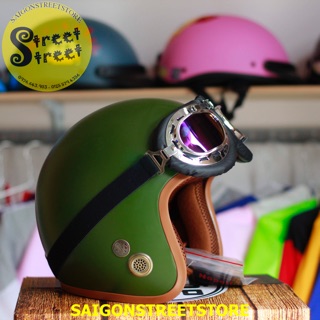 Nón Napoli xanh rêu + kèm kính phi công