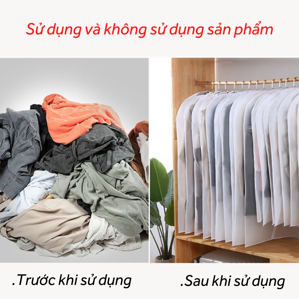 Túi bọc quần áo treo trong tủ chống bụi , túi bọc trùm loại dày , có khóa ,chống thấm nước tốt ATILA SHOP