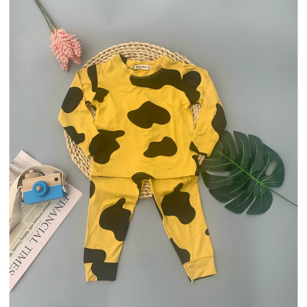 45.[HCM] Bộ Quần áo thu đông trẻ em tay dài quần dài, đồ bộ bò sữa hàng Cotton thun lạnh Minky Mom, vải Sài Gòn loại 1