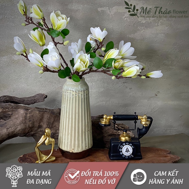 Hoa Mộc Lan Giả Chất Liệu Cao Su Cao Cấp Trang Trí Nhà Cửa, Decor Phòng Khách Của Mê Thảo Flower