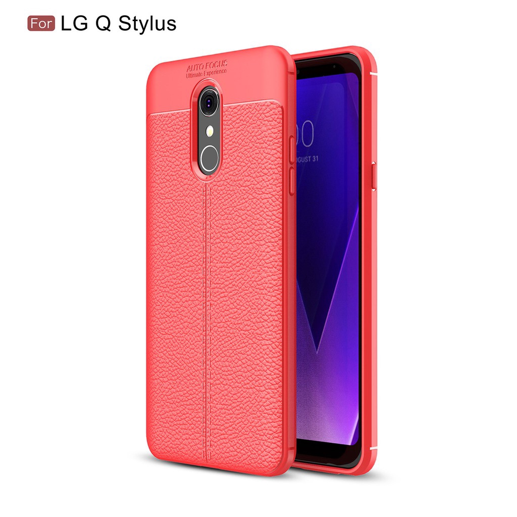 Ốp lưng bằng TPU Silicone phối da kiểu thời trang dành cho LG G6/G7/Q Stylus/Q Stylus Plus