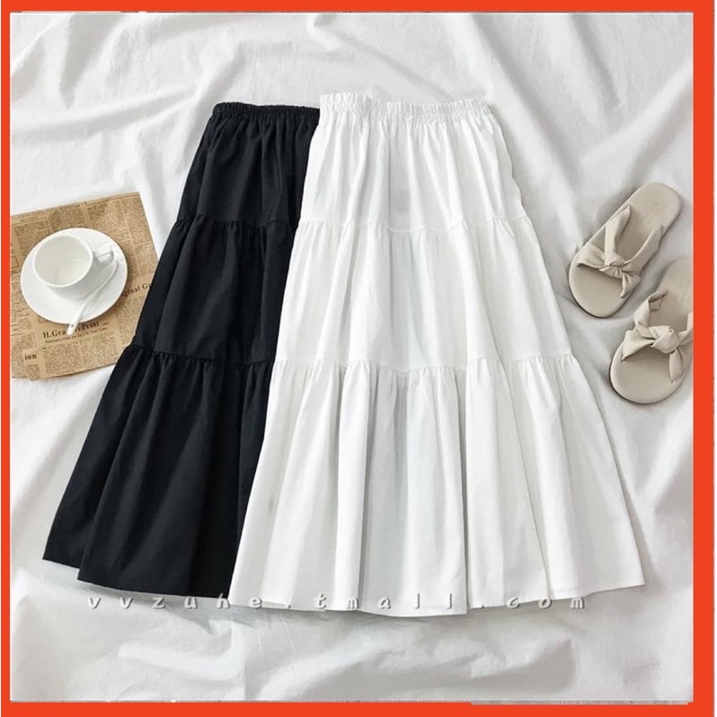 Chân váy dài xếp ly, Váy vintage tiểu thư dáng dài voan 2 lớp