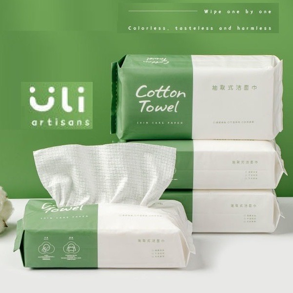 Khăn Tẩy Trang 50 Miếng Dạng Gói Rút Uli Xanh Lá (Nội Địa Trung)