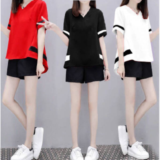 👗👗quần áo nữ plus size👗👗bộ đồ thể thao hai mảnh dáng rộng phong cách hàn quốc thời trang mùa hè cho nữ