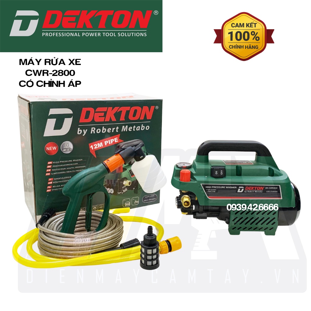 Máy Rửa Xe Dekton DK-CWR2800 - Công Suất 2800W - Có Chỉnh Áp