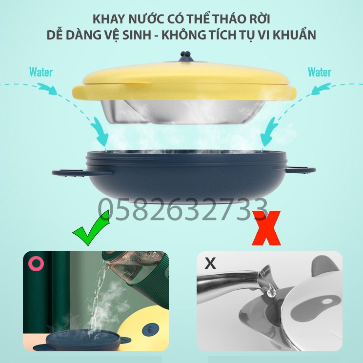 Khay ăn dặm chia ngăn Ckbebe inox 316 giữ nhiệt cao cấp, có đế hít, an toàn cho bé