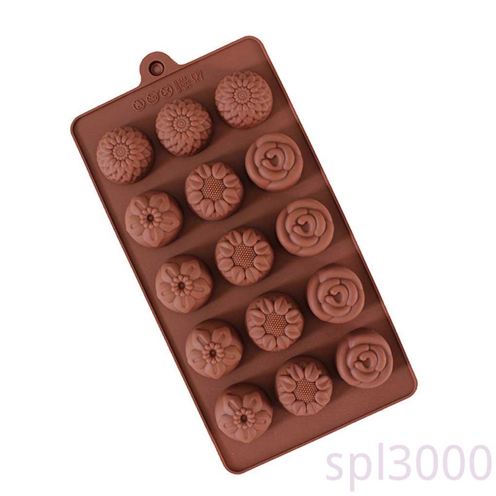 Khuôn silicone 15 ngăn tạo hình hoa trang trí bánh