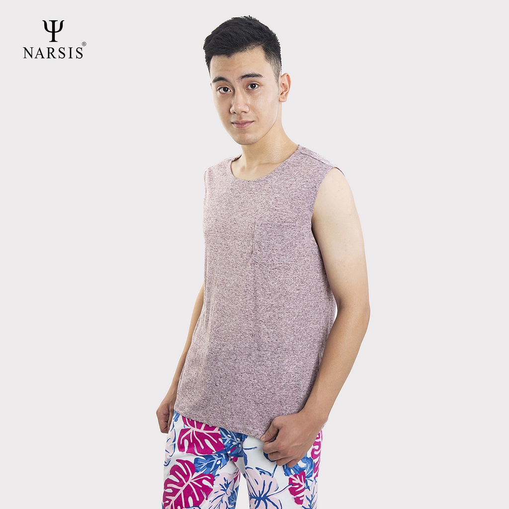 Áo sát nách nam Narsis D8040 cổ tròn màu mận chất liệu Cotton siêu mềm mại, thông thoáng, co giãn cực tốt