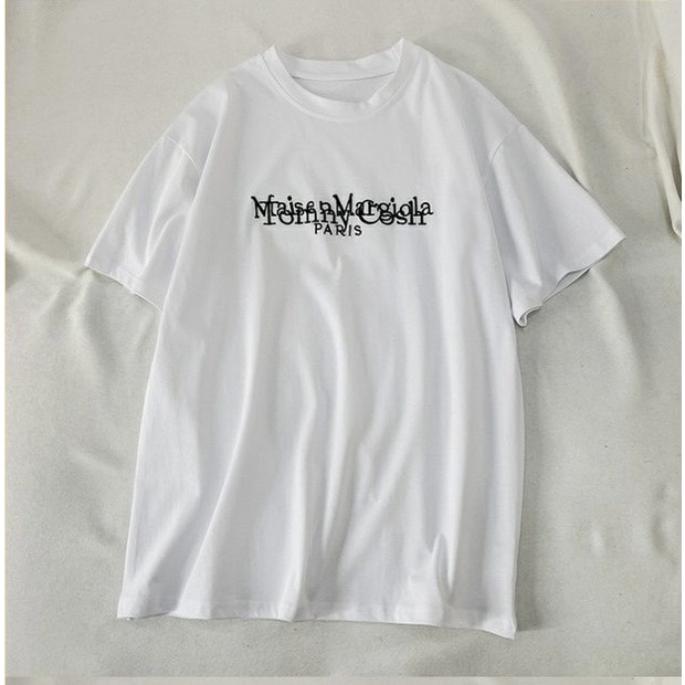Áo thun cotton cổ tròn tay lỡ  thêu PARIS 2 màu đen- trắng  UNISEX cho cả nam và nữ