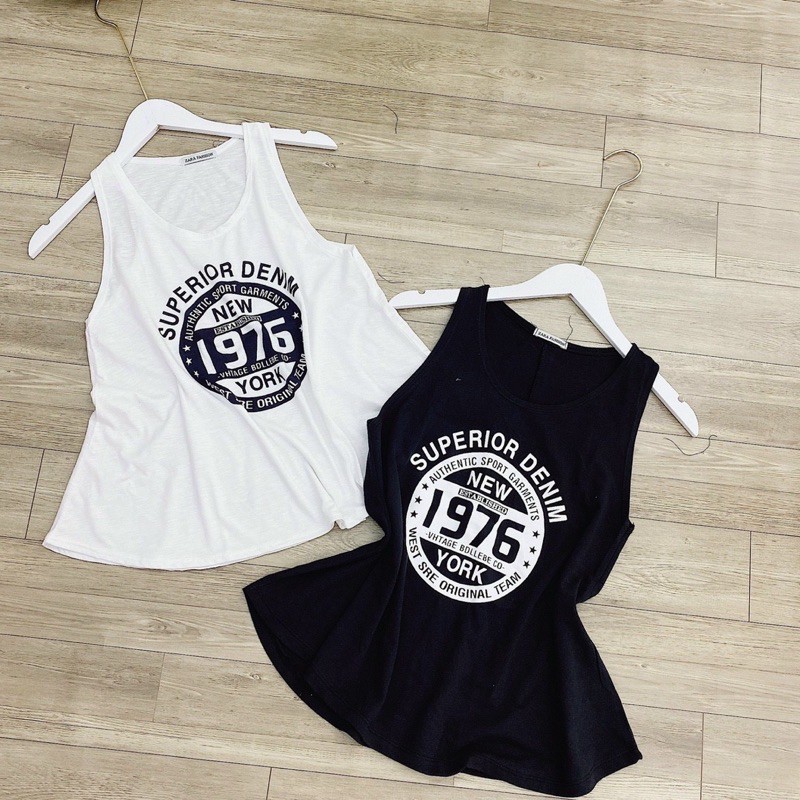 Áo thun giấy form rộng ba lỗ in số 1976