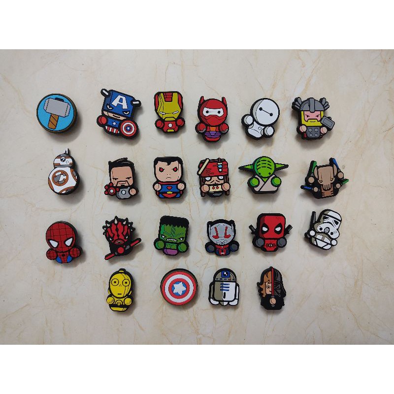 jibbiz /sticker dày dặn gắn dép sục cá sấu/ crocs hình siêu anh hùng