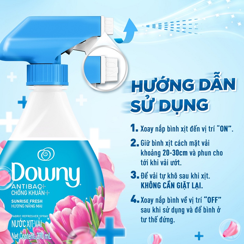 Xịt Vải Downy Hương Nắng Mai Chai 370ml (hàng khuyến mãi)