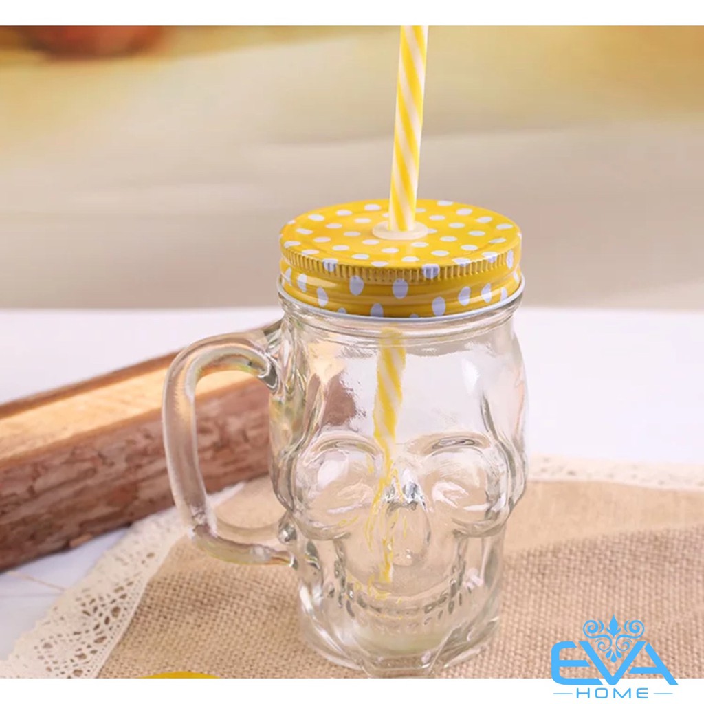 Ly Thuỷ Tinh Có Quai Hình Đầu Lâu 450 Ml