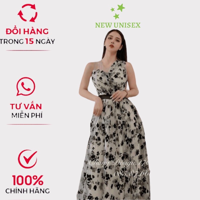 Đầm Dạ Hội Lệch Vai Dài Dáng Xòe Phối Hoa Chất Lưới Bông 2 Lớp Có Mút Ngực Mặc Đẹp Sang Chảnh [NEW UNISEX]