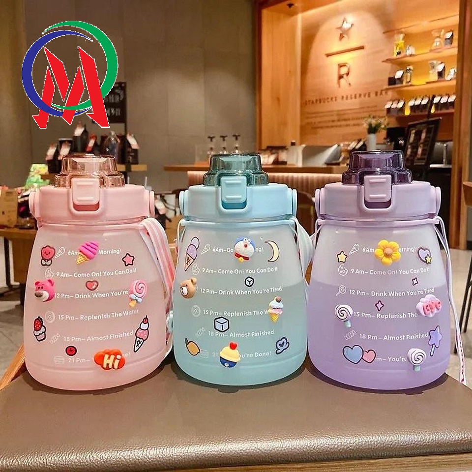 Bình nước thể thao 1,2 lít màu cầu vòng có tặng kèm sticker