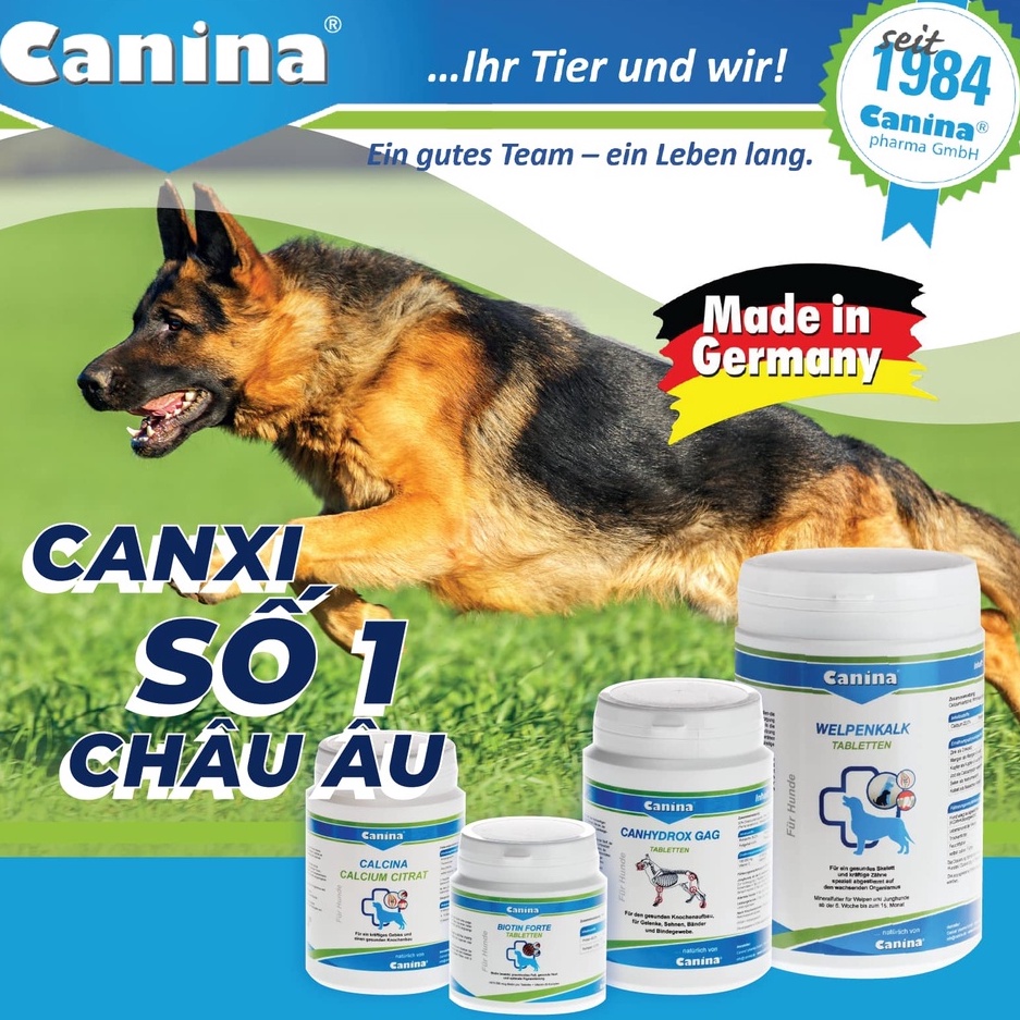 [DINH DƯỠNG CAO] Hộp 350 Viên Canxi cho Chó Con CANINA PUPPY LIME - Canxi cho chó