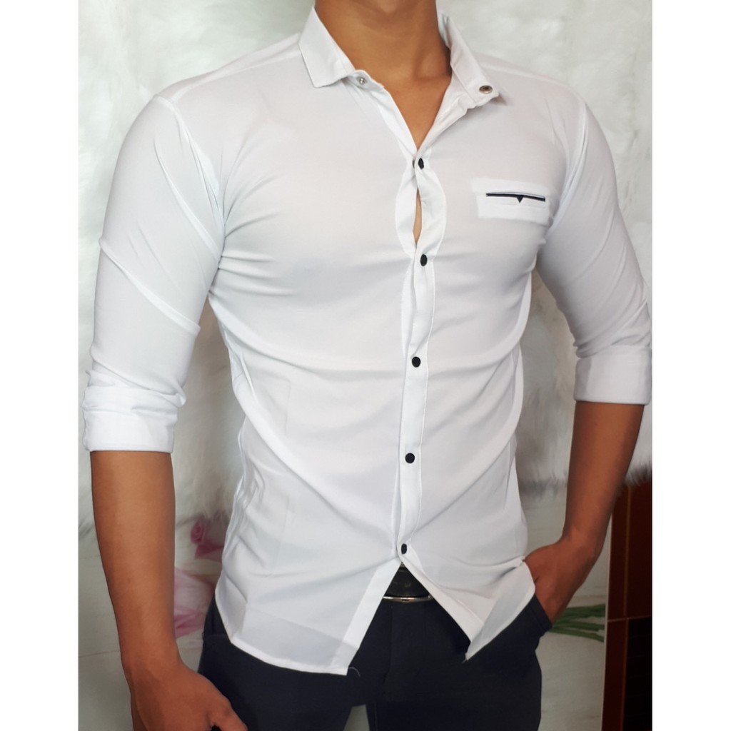 [Mã FAMAYMA2 giảm 10K đơn 50K] áo sơ mi nam Fom body cực chuẩn vãi co giãn size M đến XXL hình thật | BigBuy360 - bigbuy360.vn