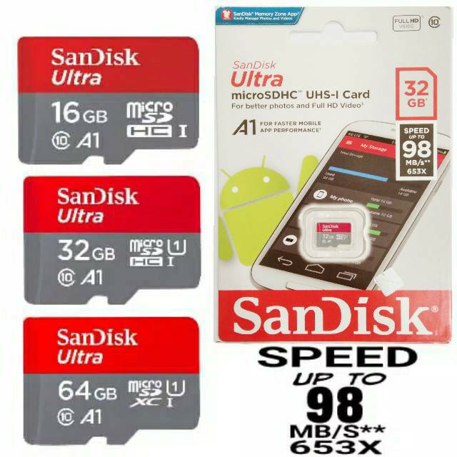 Thẻ Nhớ Micro Sd Sandisk Ultra Class 10 16gb 32gb 64gb