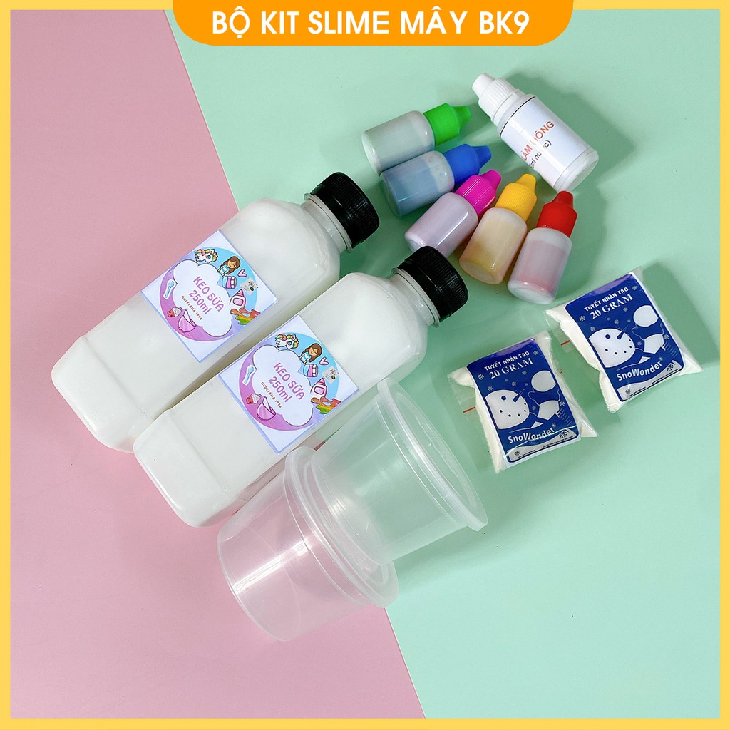 Bộ kit làm slime mây kèm hũ đựng slime - Bộ kit làm cloud slime có hướng dẫn đầy đủ nhất BK9