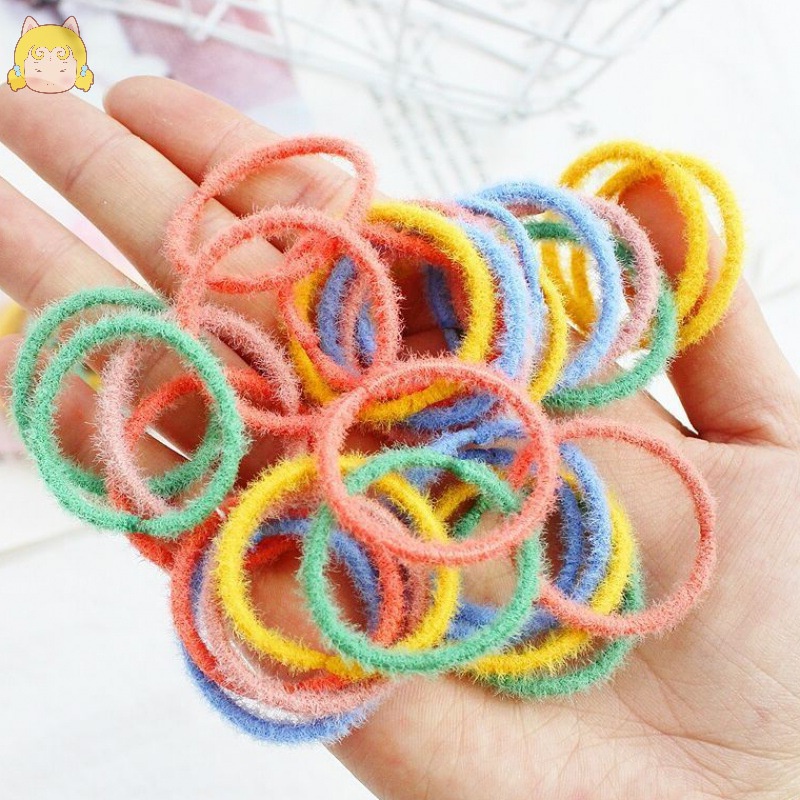 Set 100 Dây Chun Buộc Tóc 2.5CM Nhiều Màu Dành Cho Bé Gái