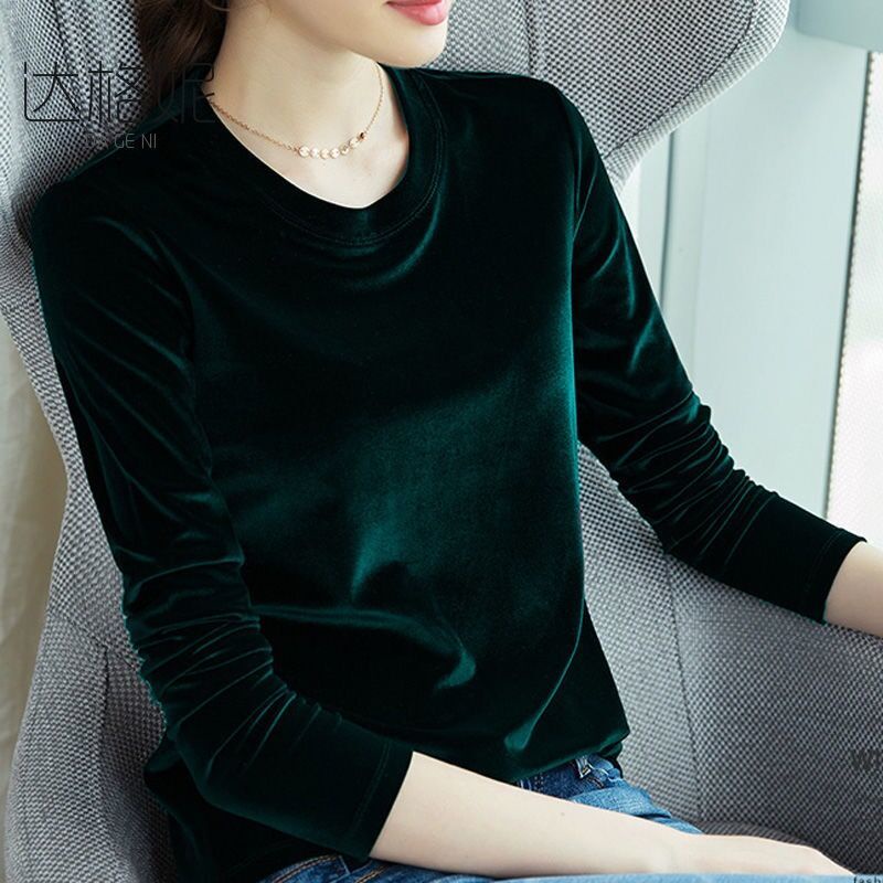 Áo Nhung Dài Tay Ôm Dáng Xinh Xắn Theo Phong Cách Hàn Quốc Dành Cho Nữ