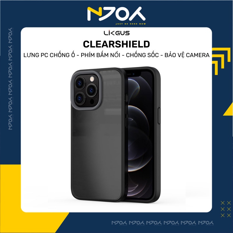 Ốp Lưng Trong Suốt Viền Màu Likgus Clear Shield Series Phím Bấm Nổi Chống Ố Vàng Ip 13 Pro Max Njoyshop