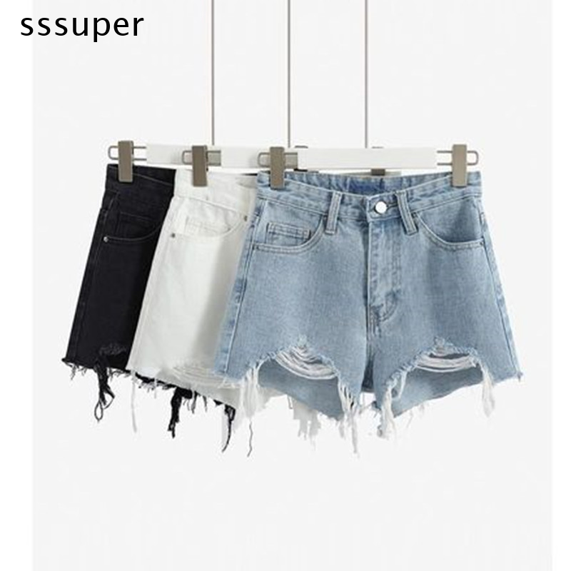 Quần Short Denim Lưng Cao Phối Rách Thời Trang Mùa Hè Cho Nữ | BigBuy360 - bigbuy360.vn