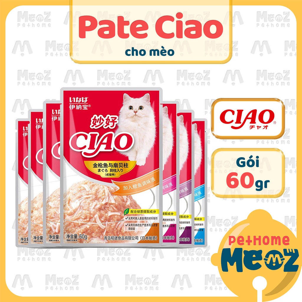 Pate CIAO cho mèo - Pate mèo CIAO đủ vị mlem (Gói 60g)