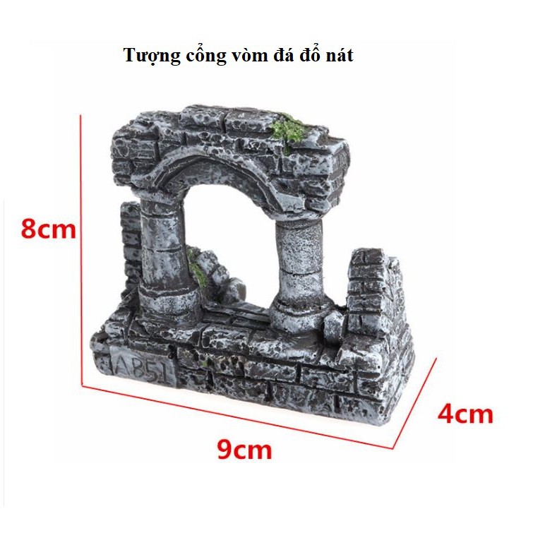 Tượng tàn tích cổ đại trang trí bể cá
