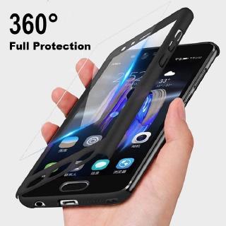 Ốp điện thoại PC cứng bảo vệ 360 độ kèm kính cường lực cho Samsung Note 5 4 3 Galaxy Note 8 9