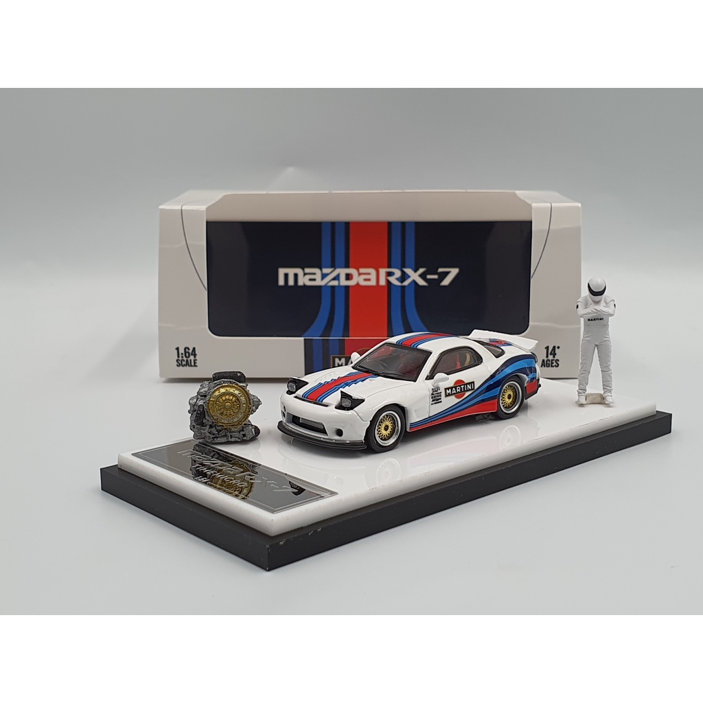 Xe Mô Hình Mazda RX-7 Tỉ Lệ 1:64 Hãng sản xuất Time Micro ( Martini Trắng )
