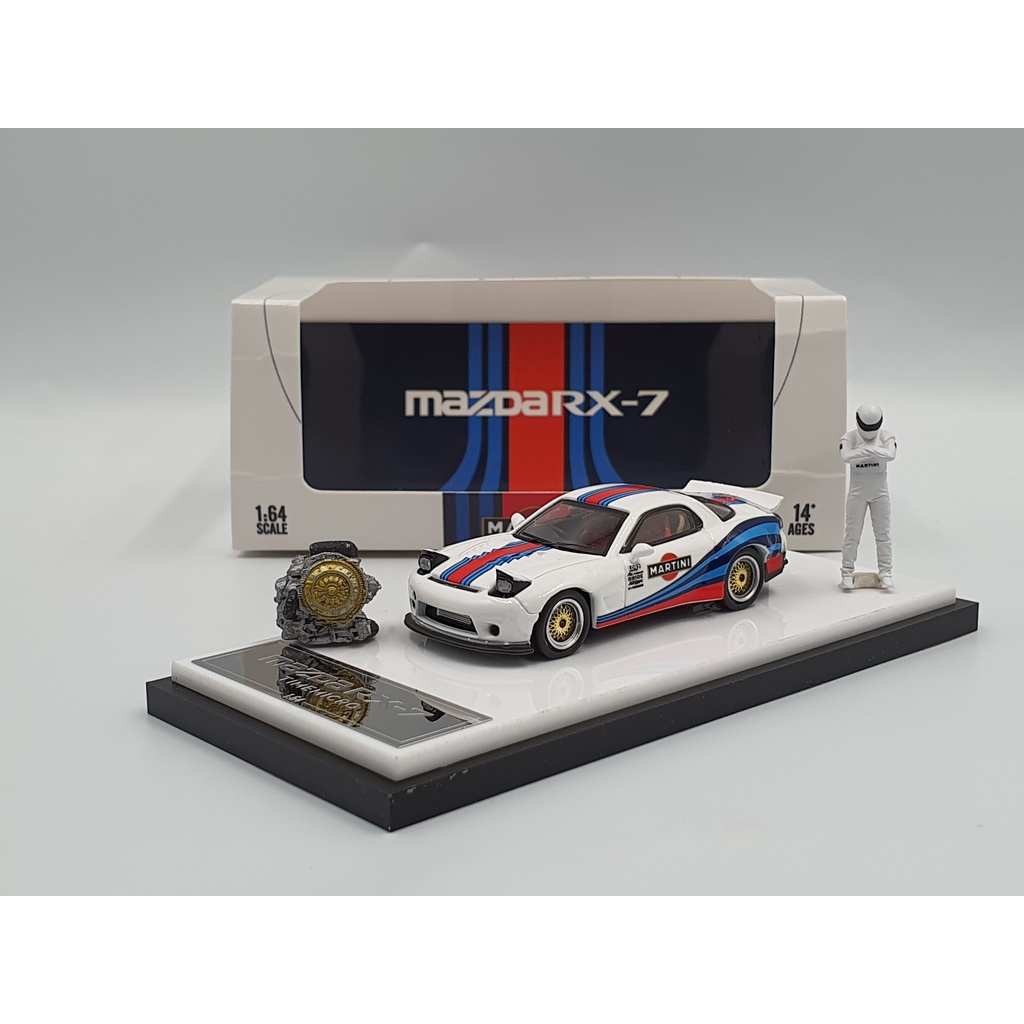Xe Mô Hình Mazda RX-7 Tỉ Lệ 1:64 Hãng sản xuất Time Micro ( Martini Trắng )