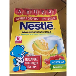 Bột ăn dặm nestle nga vị chuối dâu sữa 220g