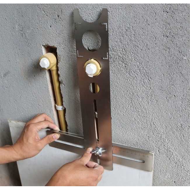 Thước định vị lỗ khoan ống nước, định vị ổ cắm trên gạch ốp lát , dài 60cm, chất liệu inox