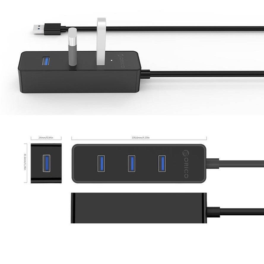 Bộ chia 4 cổng USB 3.0 W5PH4 Orico️Hub USB 3.0 Tốc độ cao Chính Hãng Orico ️Bảo hành 12 tháng 1 đổi 1 ️Tặng 1 LED U